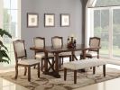 Classic Cream Finish Upholstered Cushion Chairs 1pc Bench Nailheads Solid wood Legs Dining Room