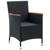 Patio Dining Chairs 4 pcs Poly Rattan Black