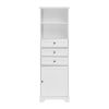 White Tall Storage Cabinet with 3 Drawers and Adjustable Shelves for Bathroom, Kitchen and Living Room, MDF Board with Painted Finish