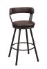 Pub Chairs 2pc Set Brown PU Upholstered Metal Base 29-inch Counter Height Chairs Seat 360-degree Swivel Dining Furniture