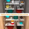 2 Tier Under Sink Organizer Retractable Kitchenware Rack Holders Space Saving Storage Shelf 55LBS Max Load